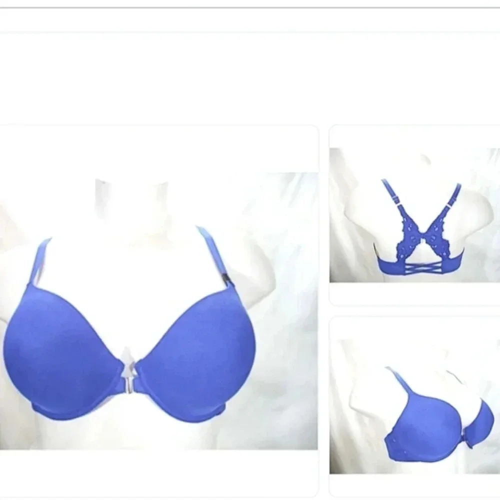 38DDD Unveiled Felina Beautiful Love Front Close Bra‎ Blue NWT